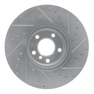 BMW X5 Brake Rotor (1) - Front Left - R1 Concepts - Drilled & Slotted - Silver - `07-`18